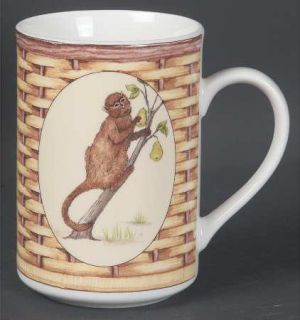 American Atelier Monkey Mug, Fine China Dinnerware   Bamboo Rim, Monkey Centers,