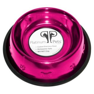 Platinum Pets Stainless Steel Embossed Non Tip Dog Bowl   Raspberry (7 Cup)