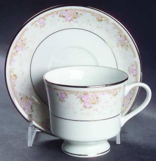 Royal Prestige Chelsea Footed Cup & Saucer Set, Fine China Dinnerware   Pink,Lav