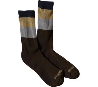 Mens Patagonia Lightweight Crew Socks   Chunker Stripe/Dark Walnut Crew Socks