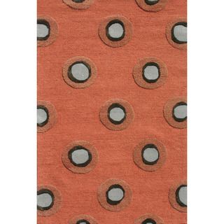 Hand tufted Contemporary Geometric Red/ Orange Rug (2 X 3)