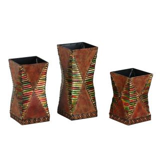 Brown 3 piece Metal Vase Set