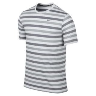 Nike Dri FIT Touch Tailwind Short Sleeve Striped Mens Running Shirt   Light Bas