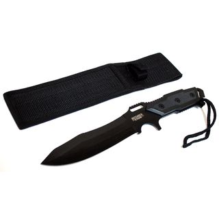 12 inch Black Combat Ready Stainless Steel Hunting Knife (Black Blade materials Stainless steel Handle materials Hard plastic Blade length 7 inches Handle length 5 inches Weight 1 poundDimensions 12 inches long x 6 inches wide x 4 inches high Before