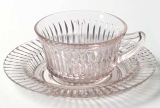 Anchor Hocking Queen Mary Pink Cup and Saucer Set   Pink, Depression Glass
