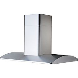 Kobe Premium 42 inch Island Range Hood (18 gauge commercial grade stainless steel Buffed seamless corners and edges Dimensions 41 3/4 inches x 20 1/2 inches x 12 1/4 inches  3W LED Lights x2Baffle filters Exhaust Top 6 inch round exhaust 30 Second Delay