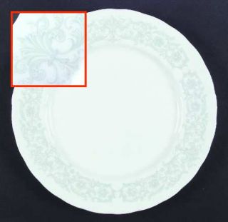 Paragon Melanie Dinner Plate, Fine China Dinnerware   Green Scrolls On Rim,Scall