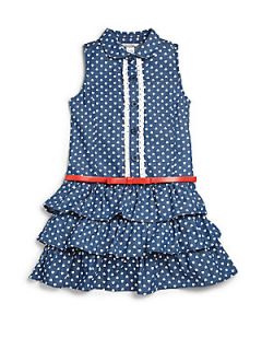 Hartstrings Toddlers & Little Girls Heart Print Denim Dress   Blue
