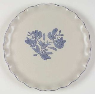 Pfaltzgraff Yorktowne (Usa) Fluted Cake Plate, Fine China Dinnerware   Blue Flor