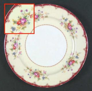Reading (Japan) Rea1 Dinner Plate, Fine China Dinnerware   Rust/Tan Edge,Floral