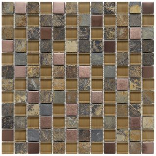 Somertile Basilica 1 inch Alloy Copper Stone And Glass Mosaic Tiles (pack Of 10)