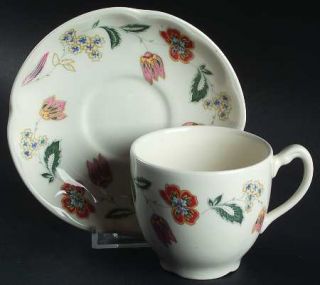IKEA Ik7 Flat Cup & Saucer Set, Fine China Dinnerware   Multicolored Abstract Fl