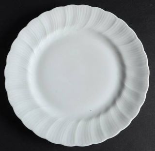 Bernardaud Palm Salad Plate, Fine China Dinnerware   All White,Swirl Edge