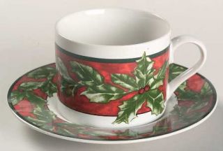 International Christmas Celebration Flat Cup & Saucer Set, Fine China Dinnerware