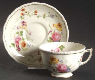 Royal Doulton Gleneagles Footed Cup & Saucer Set, Fine China Dinnerware   Floral