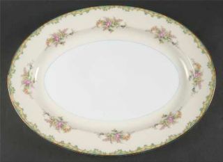 Noritake Ingram 16 Oval Serving Platter, Fine China Dinnerware   Green & Yellow