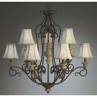 Traditional 9 Light Aged Crackle Chandelier