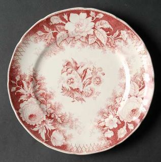 Old Waller Owp1 Salad Plate, Fine China Dinnerware   Pink Multimotif Floral, Sca