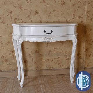 International Caravan Antique White Carved Table