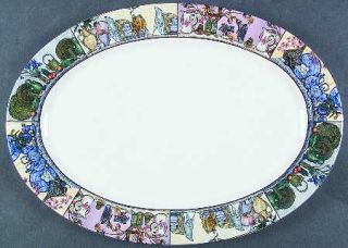 Sakura Still Life 16 Oval Serving Platter, Fine China Dinnerware   Sarina,Blue