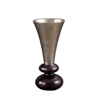 Small Deep Plum/ Silvertone Wood Vase