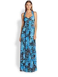 Etro Floral Printed Maxi Dress   French Blue