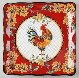 Chanticleer Rooster 16 Square Serving Platter, Fine China Dinnerware   Roosters