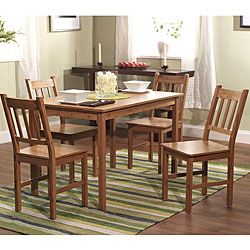 Bamboo 5 piece Dining Set (NaturalMaterials Bamboo Finish NaturalNumber of chairs Four (4) Table Dimensions 46.4 inches Long x 29.5 inches Wide x 29 inches HighChair Dimensions 34 inches High x 16 inches Wide x 16.25 inches DeepSeat height 17.25 inc