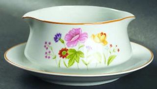 Mikasa Summer Melody Gravy Boat with Attached Underplate, Fine China Dinnerware