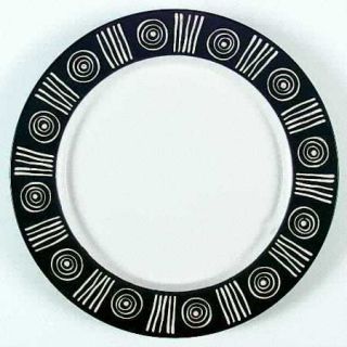 Pottery Barn Bongo (Black) Dinner Plate, Fine China Dinnerware   Bongo, White Ge