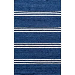 Indoor/ Outdoor South Beach Blue Stripes Rug (39 X 59)