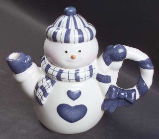 Dansk Bistro Christmas Figurine Creamer & Lid, Fine China Dinnerware   Blue&Whit