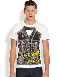 Versace Jeans Denim Vest Print Tee   White