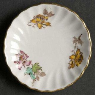 Minton Vermont Butter Pat, Fine China Dinnerware   Red Flowers,Blue/Green Leaves