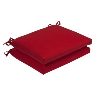 Pillow Perfect Outdoor Red Squared Seat Cushions (set Of 2) (Red Materials PolyesterFill 100 percent virgin polyester fiber fillClosure Sewn seam Weather resistant UV protection Care instructions Spot clean onlyDimensions 18.5 inches long x 16 inches