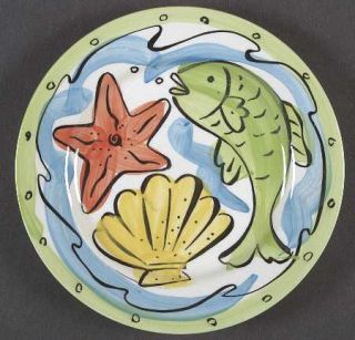 Sango Key West Salad Plate, Fine China Dinnerware   Pastel Colors With Fish & Se