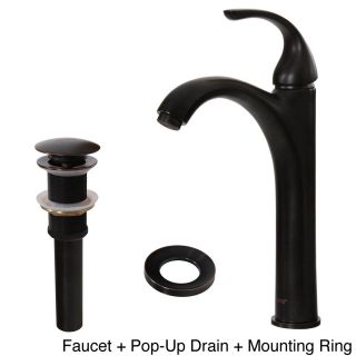 Elite Tall Single Handle Oil rubbed Bronze Bathroom Vessel Sink Faucet And Pop up Drain