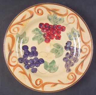 Gibson Designs Venetian Grapes Salad/Dessert Plate, Fine China Dinnerware   Red