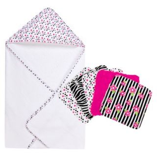Trend Lab Zahara Dot 6pc Hooded Towel Baby Bath Set   Pink