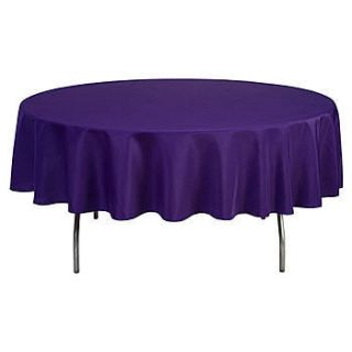 Purple Round Polyester Tablecloth