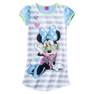 Disney Minnie Mouse Girls Short Sleeve Nightgown   Blue XS