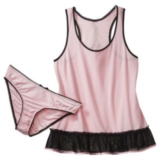 Gilligan & OMalley Womens Knit Baby Doll Set with Panty   Pink/Black XL