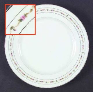 Altrohlau 9989 Dinner Plate, Fine China Dinnerware   Pink Rose Band Between 2 Go