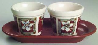 Pfaltzgraff Mission Flower Herb Pots with Tray (2 Pots and 1 Tray), Fine China D