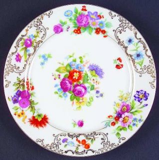 Kongo Romance Salad Plate, Fine China Dinnerware   Multicolor,Dresden Style Flor