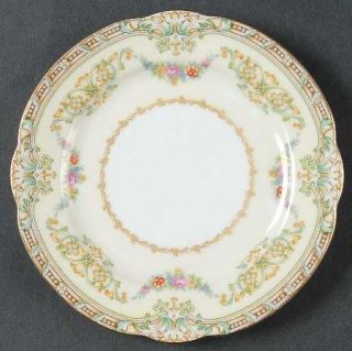 Noritake Sierra Bread & Butter Plate, Fine China Dinnerware   Green/Tan Scrolls,