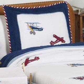 Sweet Jojo Designs Boys Vintage Aviator 3 piece Full/queen Comforter Set (Navy/ sky blue/ red/ whiteMaterials 100 percent cotton, microsuede fabricsFill material PolyesterCare instructions Machine washableBrand Sweet Jojo DesignsComforter 86 inches w
