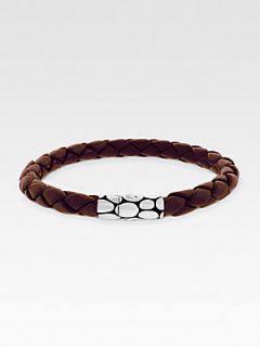 John Hardy Woven Leather Bracelet   Brown
