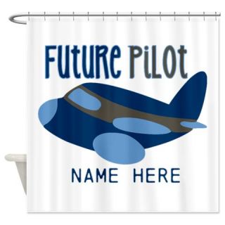  Add Name Future Pilot Shower Curtain  Use code FREECART at Checkout