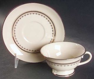 Franciscan Arabesque Footed Cup & Saucer Set, Fine China Dinnerware   Gold Bands
